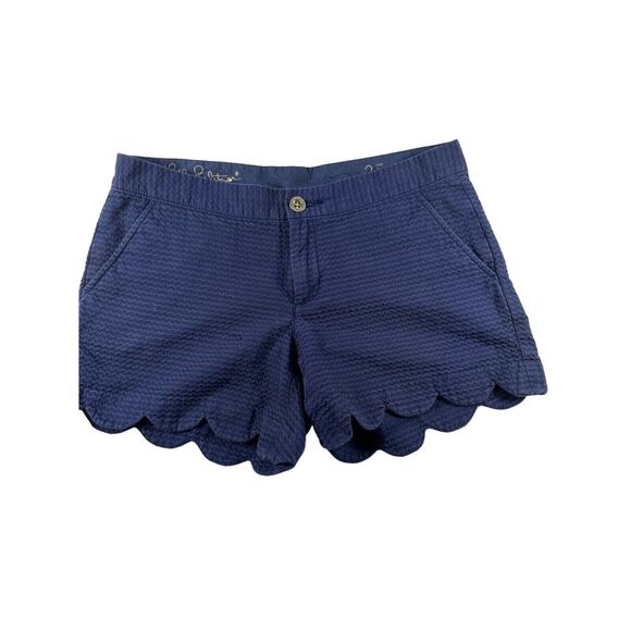 Lilly Pulitzer Buttercup Short Womens Size 2 Scalloped 5" Inseam Dark Blue - Picture 1 of 7